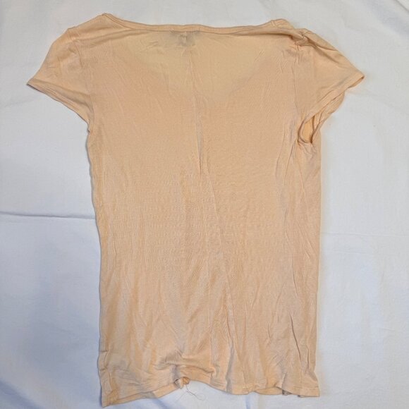 Gap Peach V-Neck Short Sleeve T-Shirt 100% Rayon Womens Size S - Picture 7 of 9
